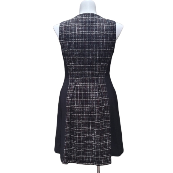 Vince Camuto Sleeveless A-line Dress Black Tweed Detail Women Sz M with Pockets - Picture 3 of 13